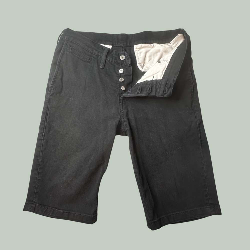Levi's 501 Shorts Mens 32 Black Button Fly Denim Stretch Everyday Wear Casual